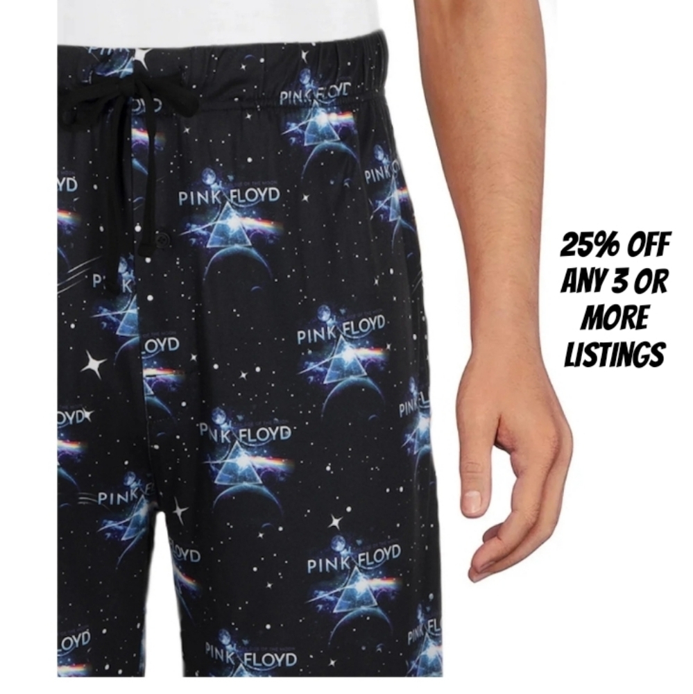 Pink Floyd Galaxy Print Men's Pants Loungewear Pockets Drawstring Waistband Soft